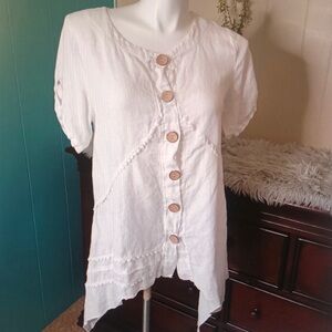 Women's White Button-Up Top